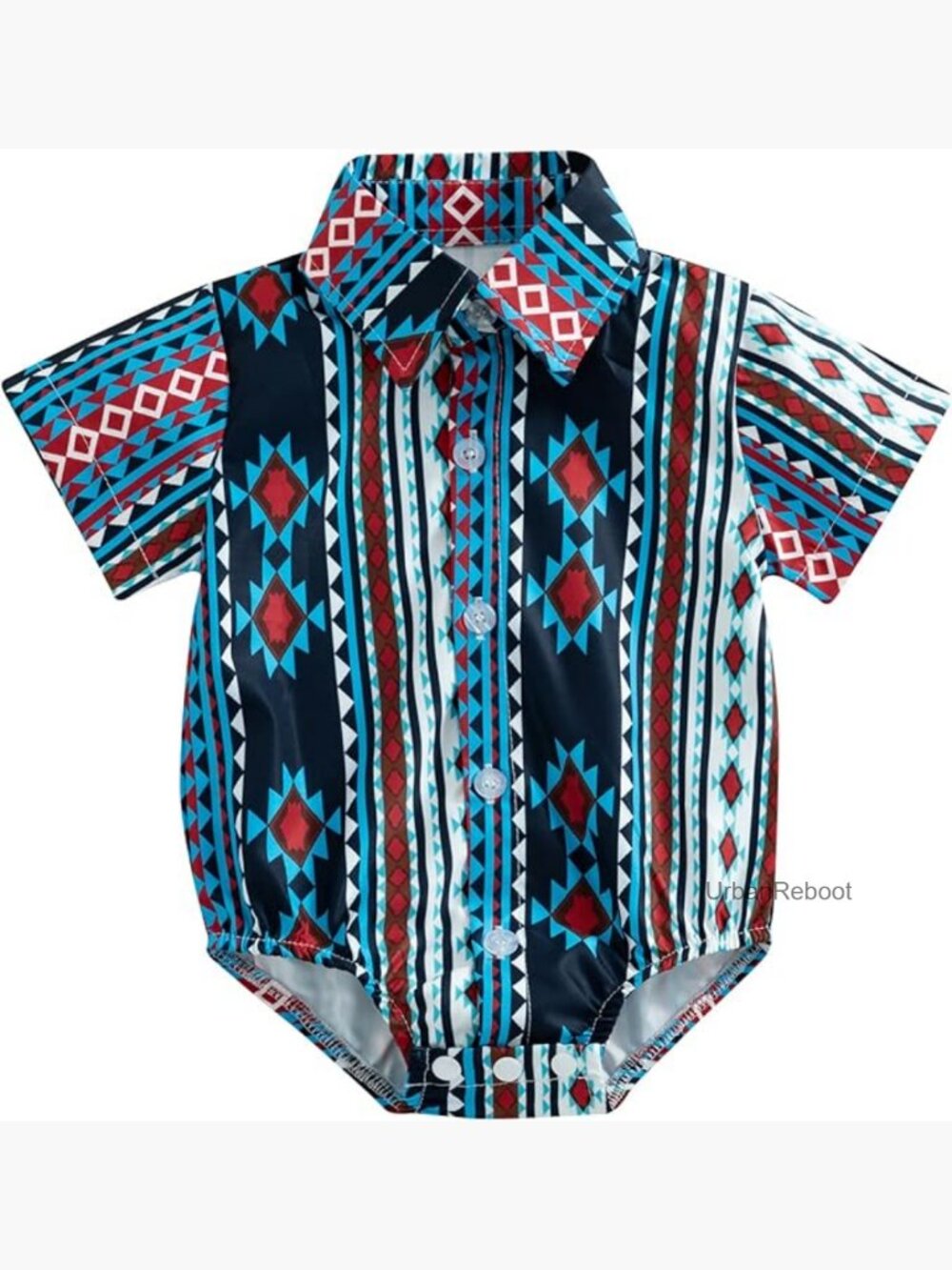 Infant Baby Boy Short Sleeve Button Down Western Romper Jumpsuit